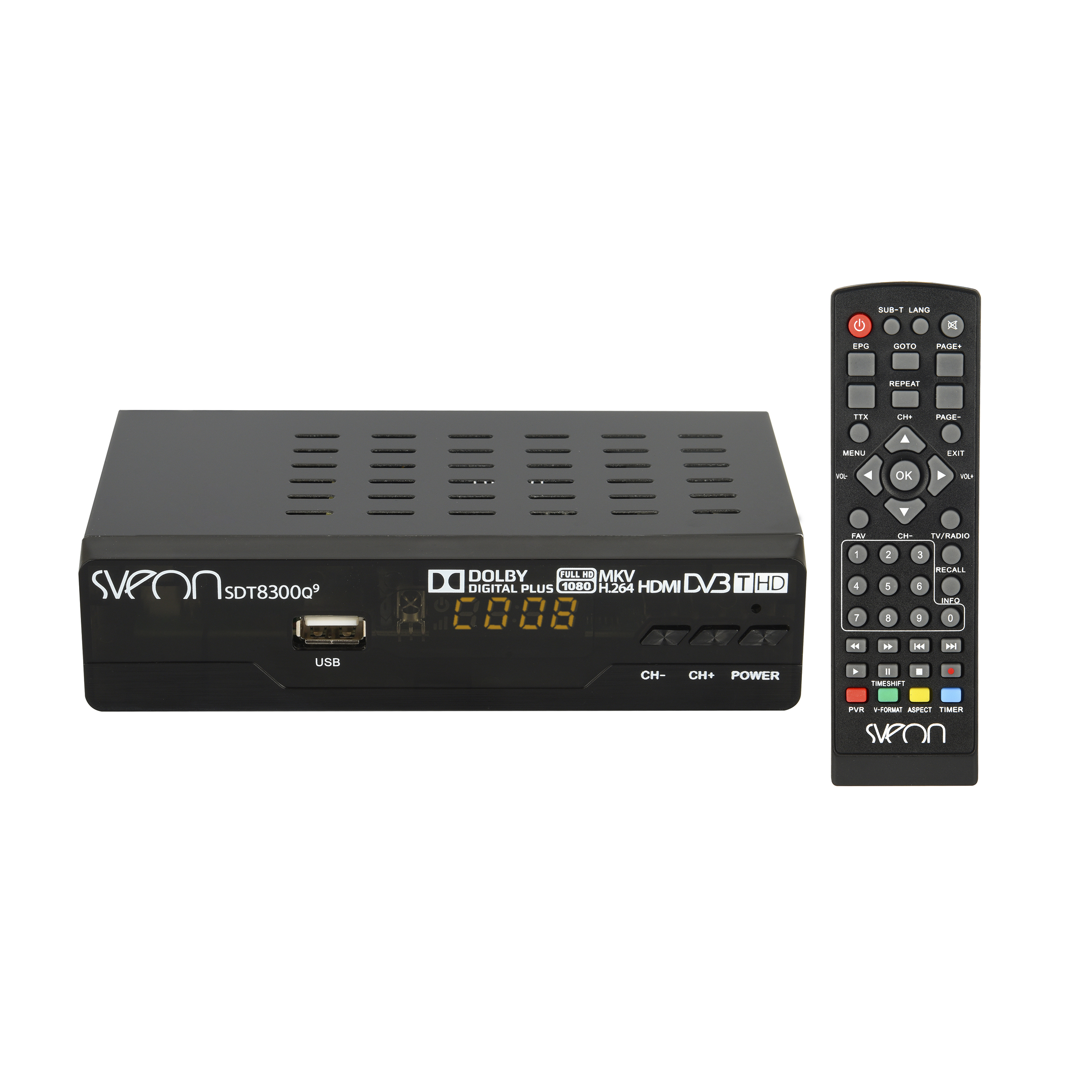 Reproductor multimedia - Sveon SDT8300Q, Full HD, Grabador, USB, DVB-T2 (TDT2)