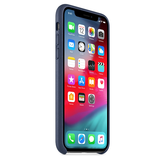 Funda - APPLE Leather Case, MRWP2ZM/A, para el iPhone XS, Piel, Azul noche
