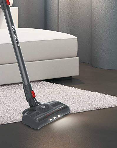Aspirador escoba - Hoover HF122RH 011, 22 V, Sin bolsa, 40 min, Ciclónico, Depósito 0.9 l, Rojo