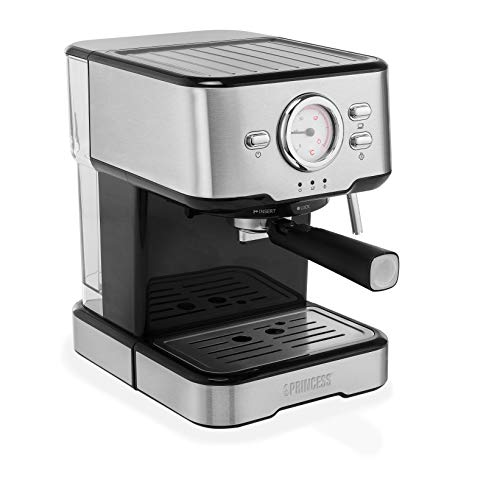 Cafetera Espresso Manual princess compatible con cápsulas nespresso 249412 para italiano 20 bares depósito 1.5l 1100 w 1 2 tazas negro 1100w 1.5 3