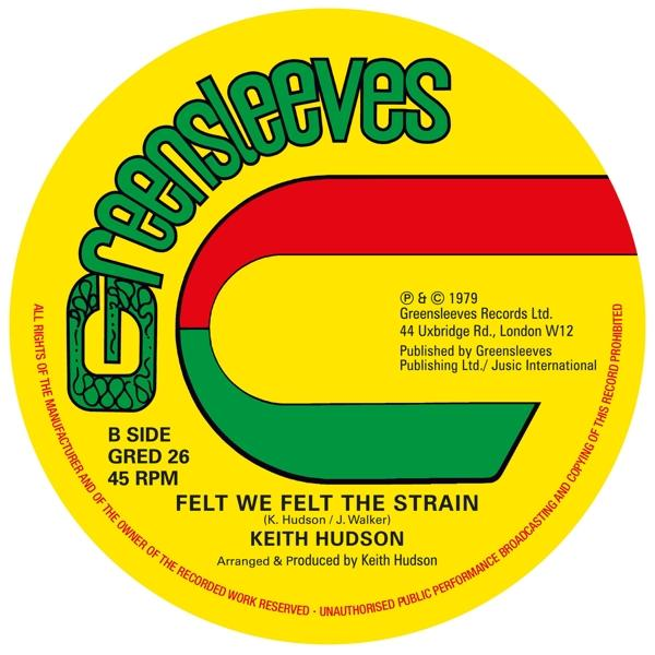 Eine gelbe Schallplatte mit rotem und grünem Design. Der Text enthält "Greensleeves" und Songdetails.