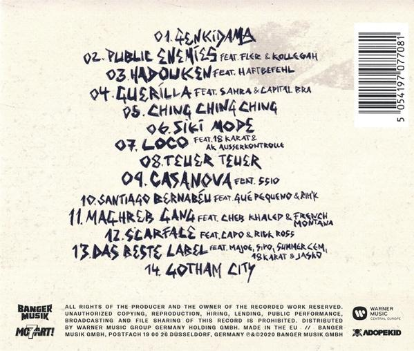 Album-Rückseite mit Titelliste und Künstlernamen.