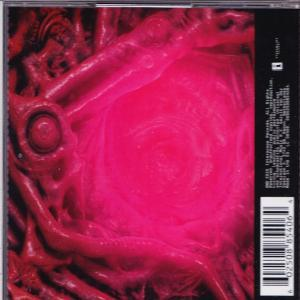 CD-hoesje met een roze en rood abstract ontwerp op de cover.