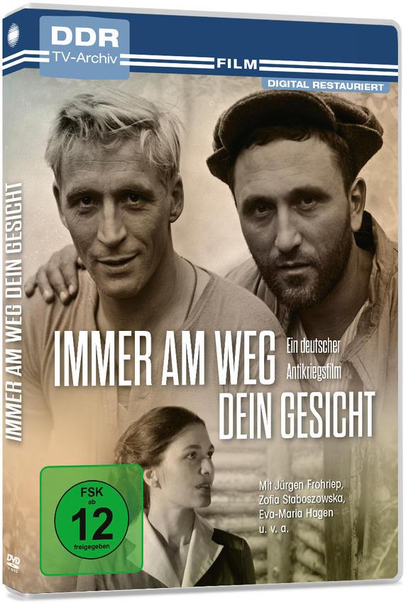 DVD-Cover: Zwei Männer und eine Frau. Text: Immer am Weg Dein Gesicht.