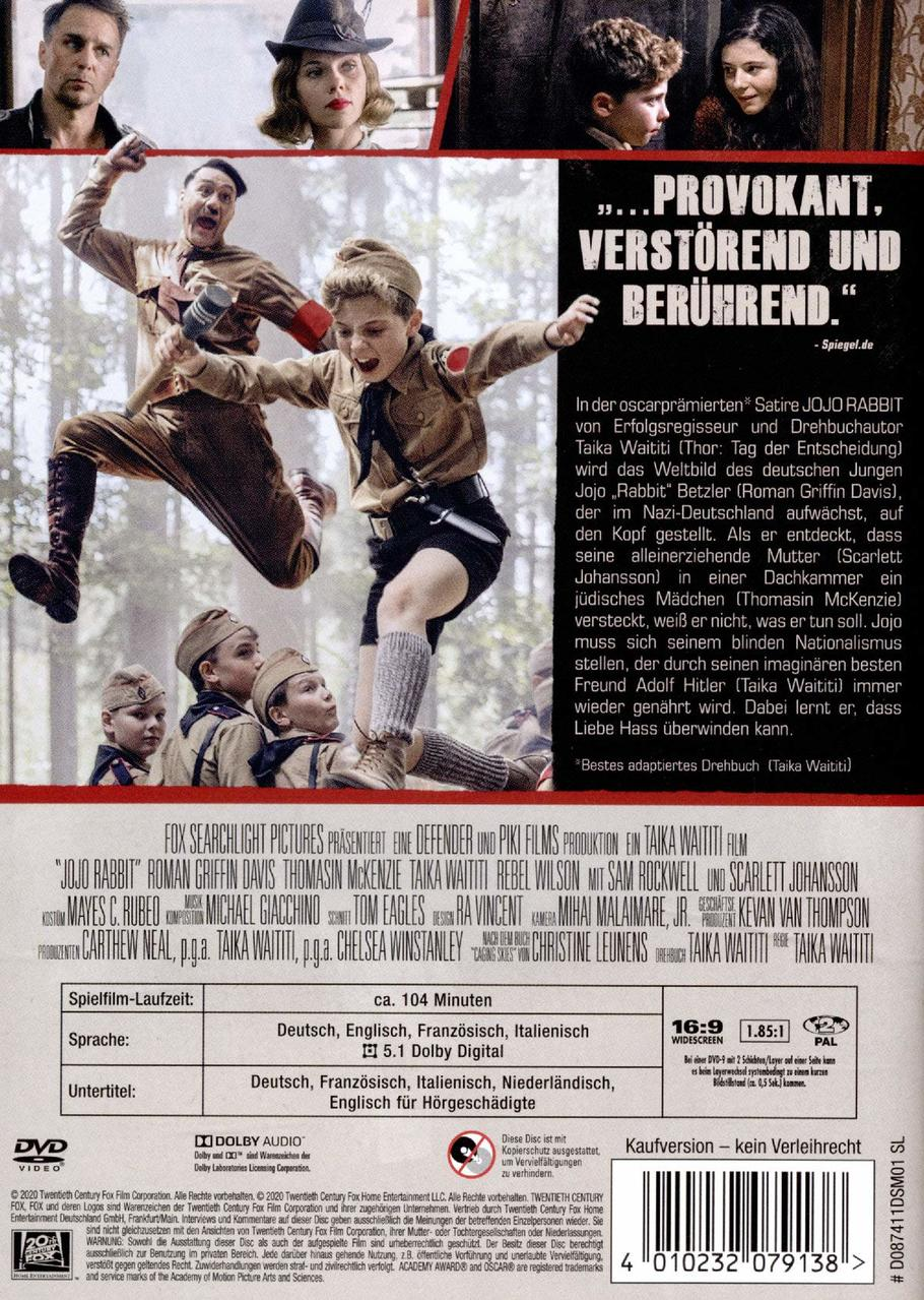 Filmcover. Junge in Nazi-Uniform springt, andere Figuren im Hintergrund.