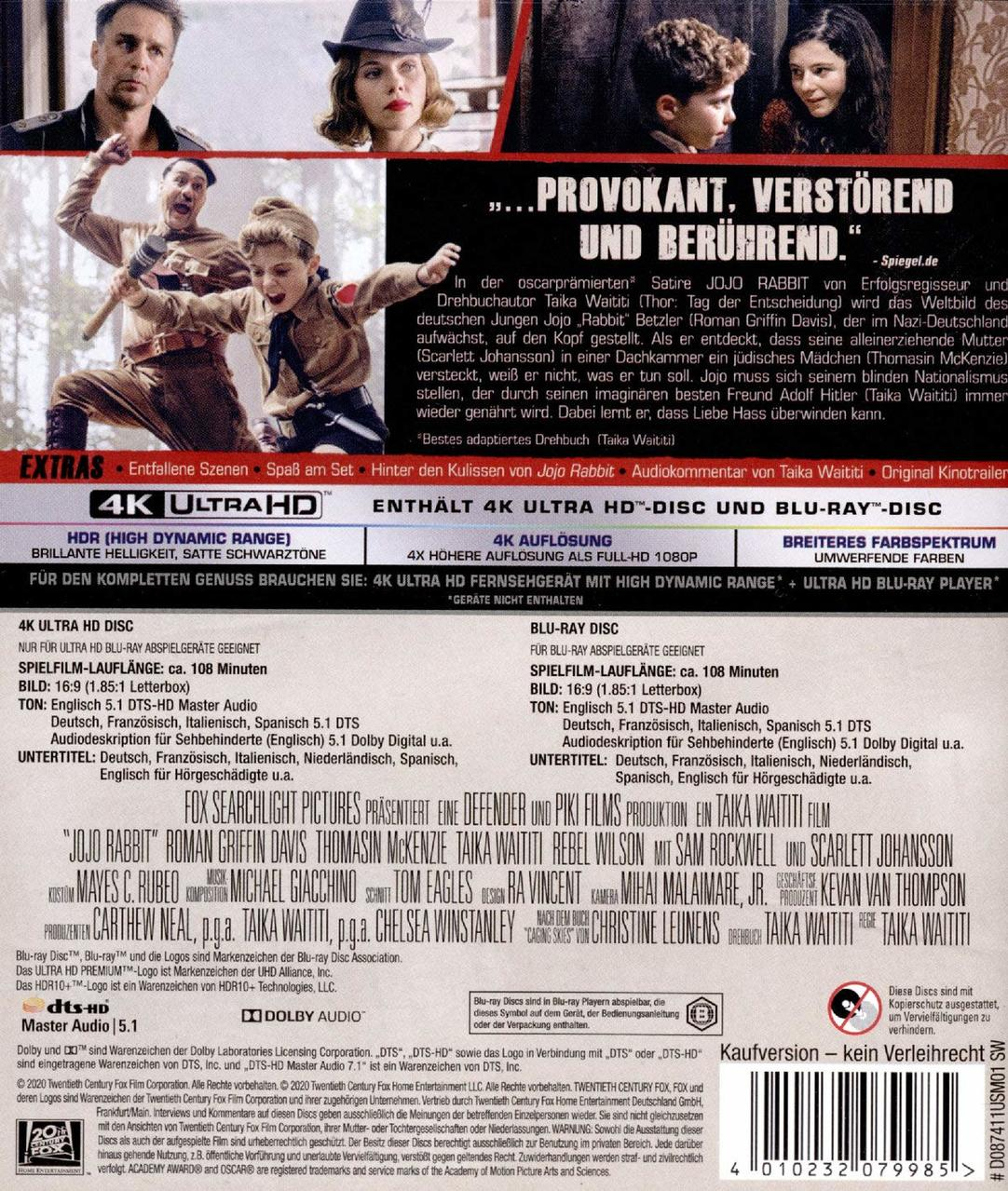 Jojo Rabbit 4K Ultra HD Blu-ray + Blu-ray