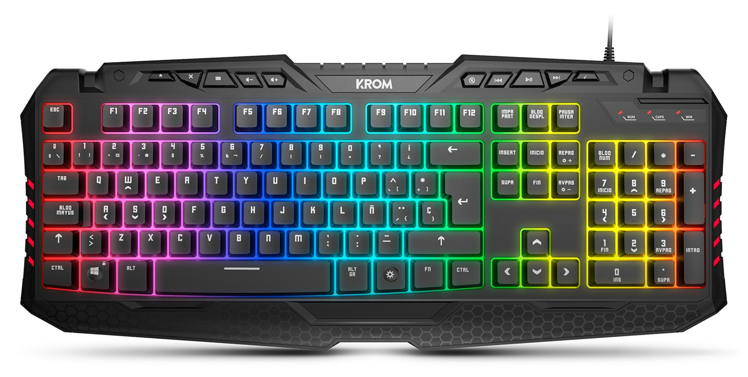 Pack gaming - Krom Kritic, Teclado, Auriculares, Ratón, Alfombrilla, Retroiluminado, USB, Negro