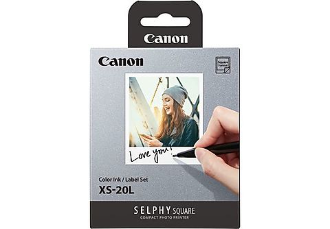 Papel fotográfico - Canon XS-20L, Para Canon Canon Selphy Square QX-10, 20 impresiones, Blanco