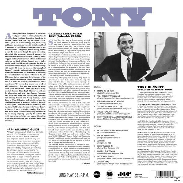 Tony Bennett album borítója szöveggel és fotóval.
