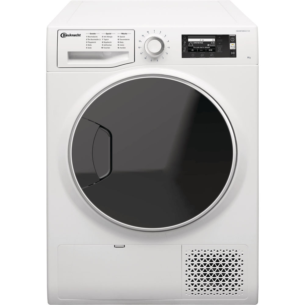 BAUKNECHT T SENSE D 8X3E DE Wärmepumpentrockner (8 kg, A+++, Weiß)