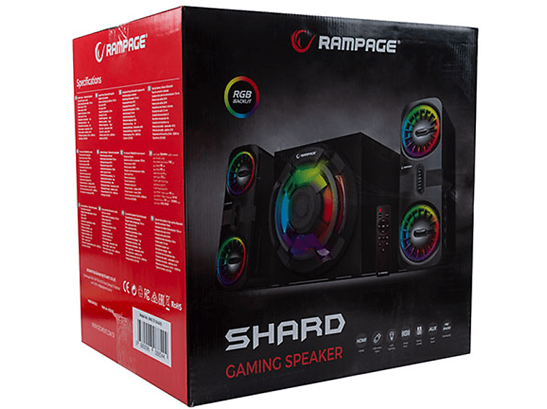 RAMPAGE RMS-311 Shard 2+1 80W Rgb Işıklı Hoparlör Siyah_3