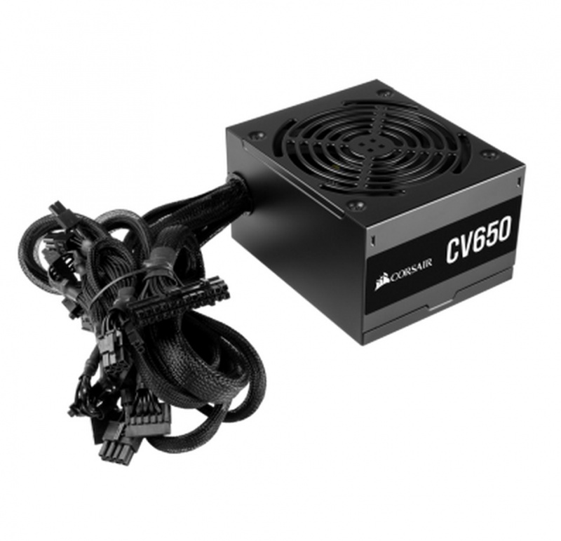 Fuente de alimentación - Corsair CV650, No Modular, CV Series, Eficiencia 80 Plus Bronze, 650 W, Negro