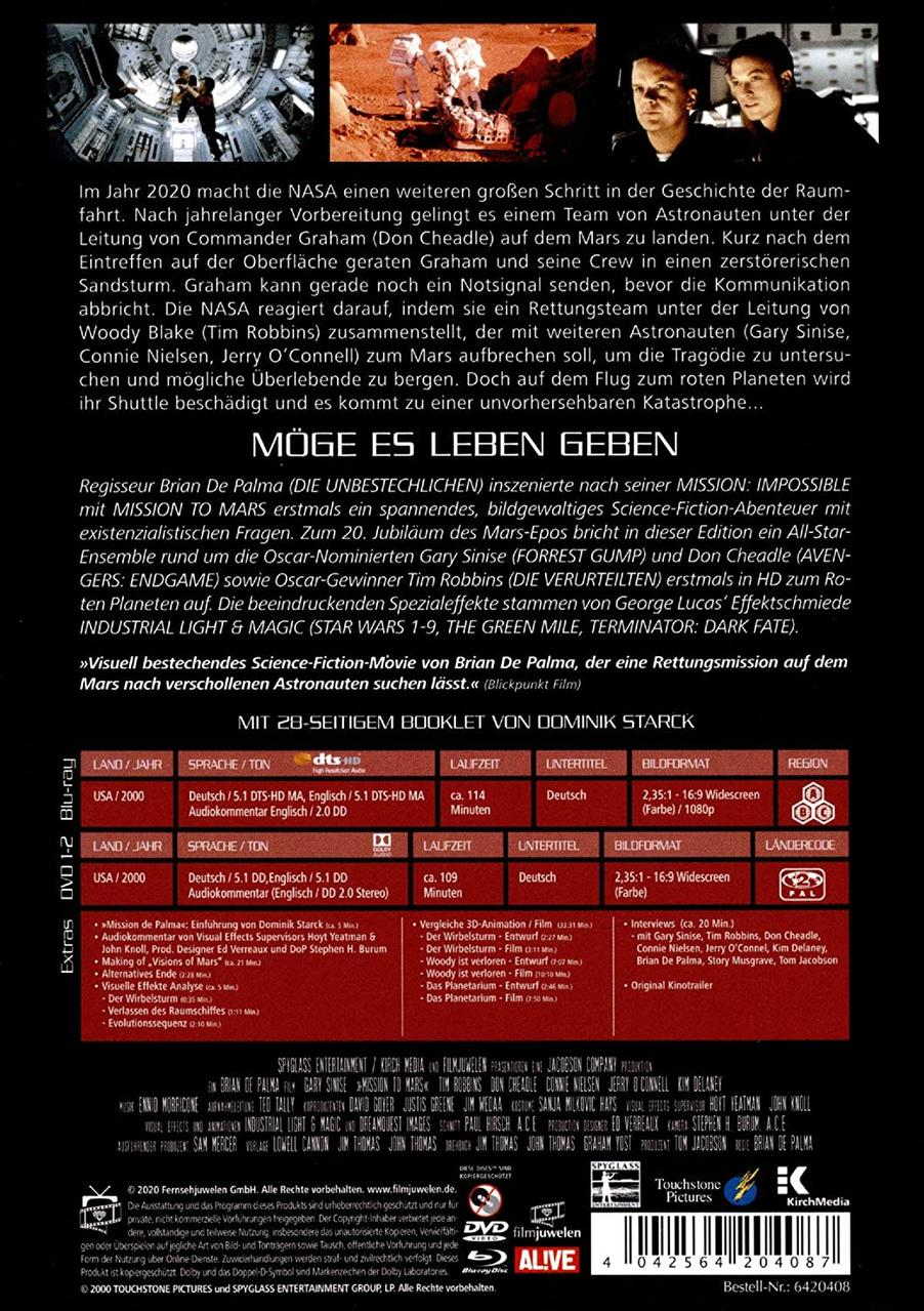 Text von der Rückseite einer DVD-Hülle über den Film Mission to Mars.