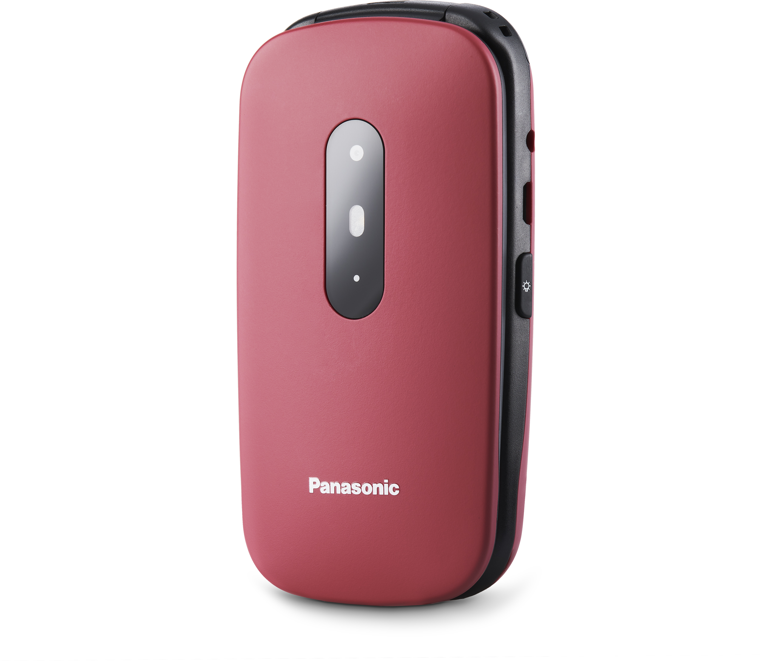 Piros kagylótelefon, zárva. A Panasonic logója alul található.