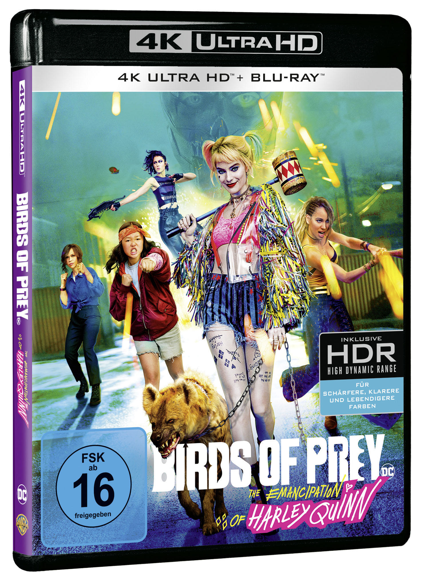 Birds of Prey Blu-ray-Cover. Harley Quinn und andere Frauen im Bild. FSK 16.