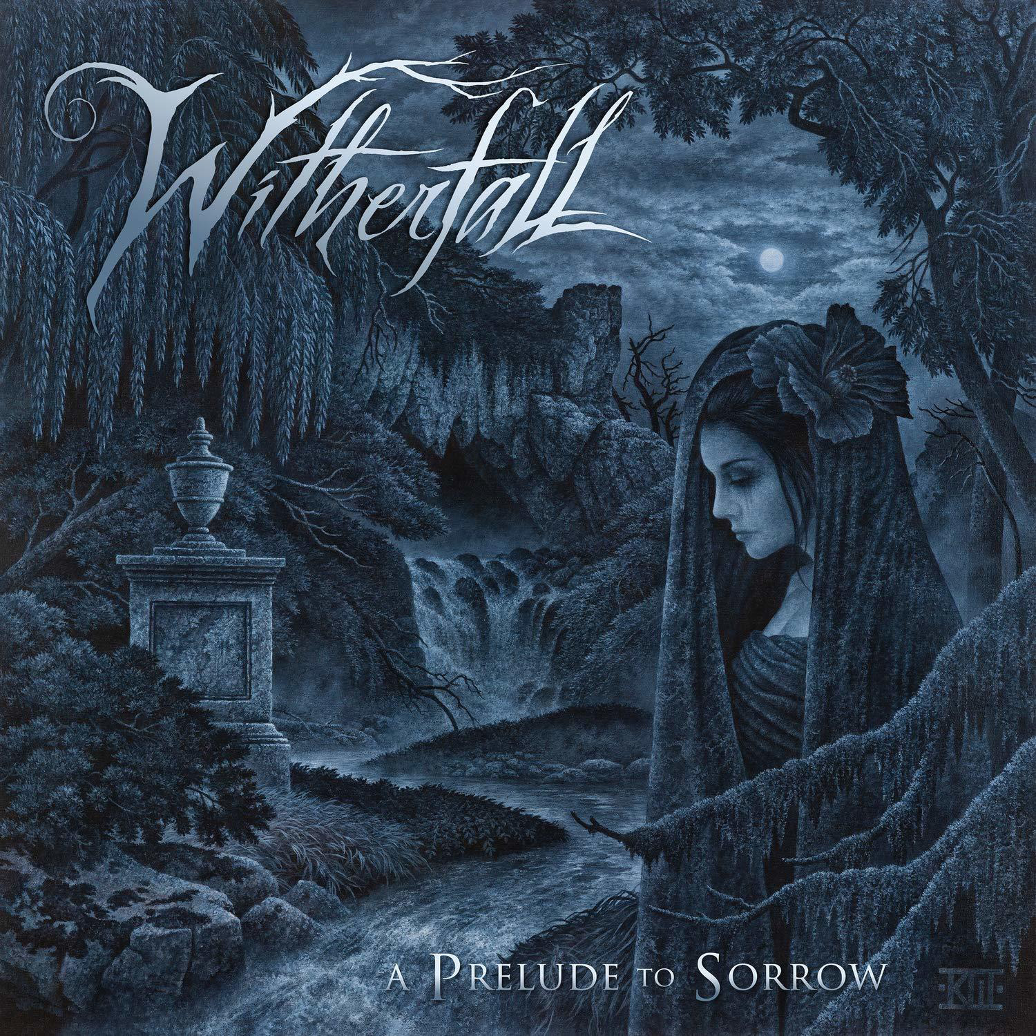 Albumcover mit einer Frau in einem Wald, mit einem Wasserfall und dem Bandnamen "Witherfall" oben.