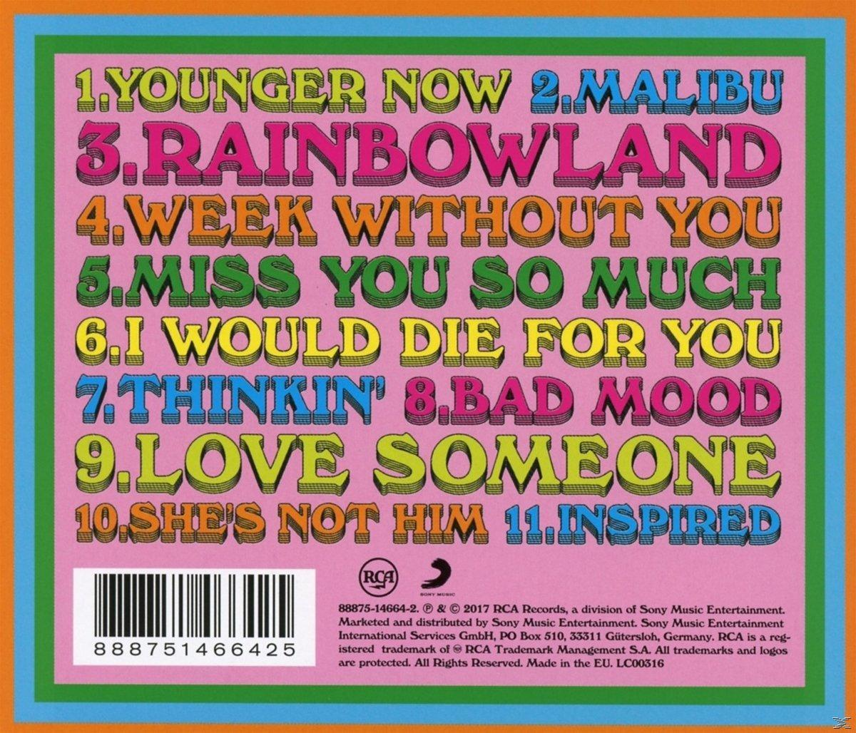 Album hátlapja színes szöveggel, narancssárga háttéren.