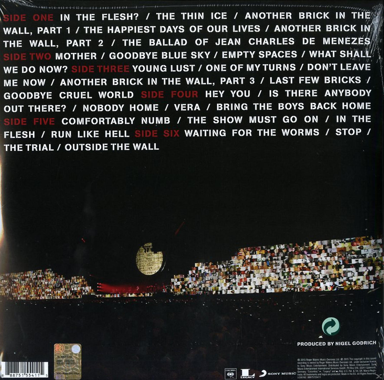 Pink Floyd album borítója számlistával. Az album címe középen.