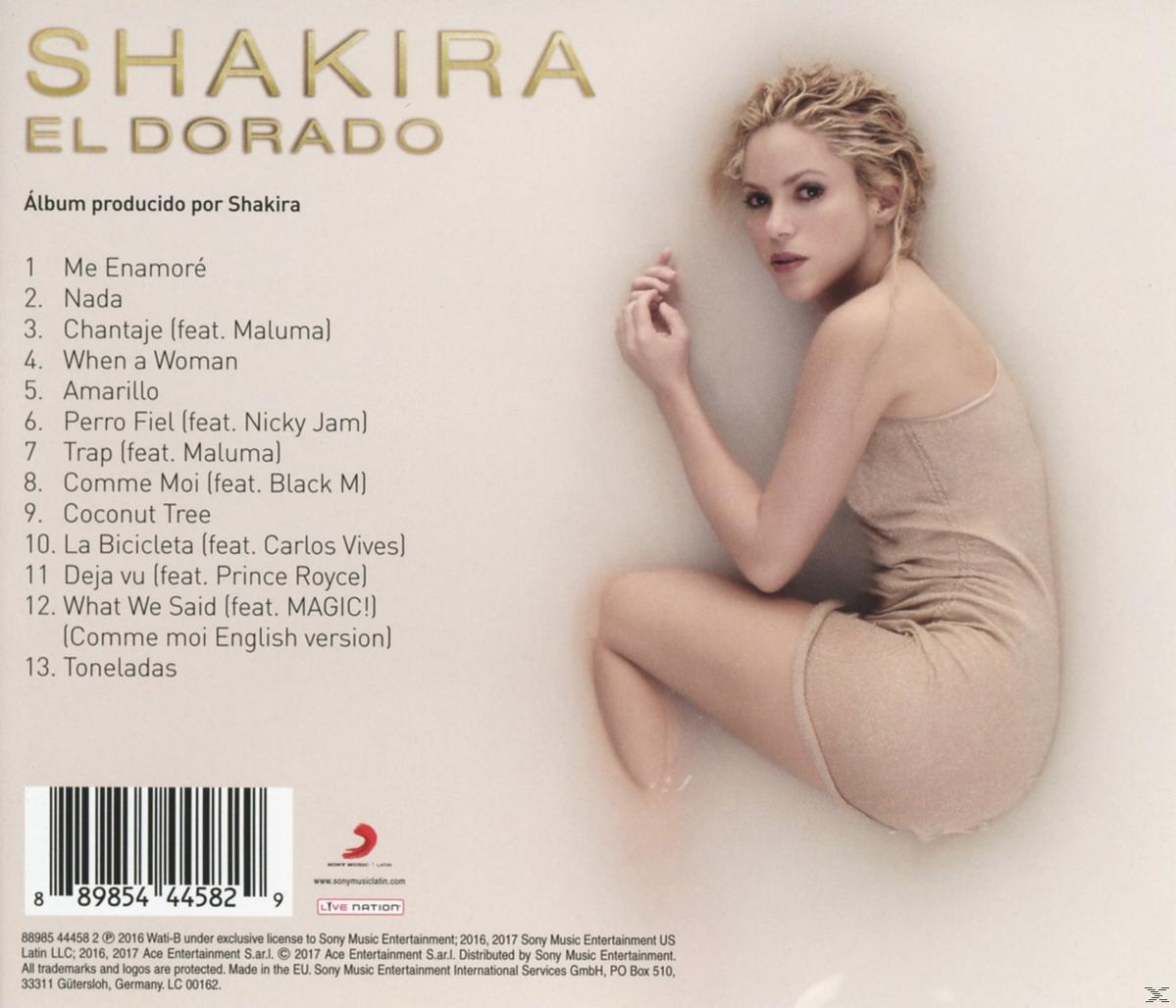 Shakira album borító. Shakira nude színű ruhában pózol.