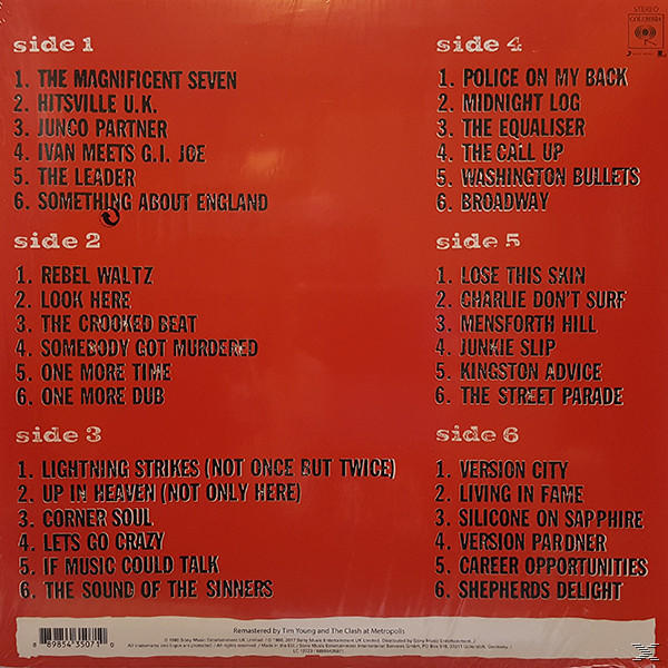 Album borító piros háttérrel és fehér szövegű dalfeliratokkal.