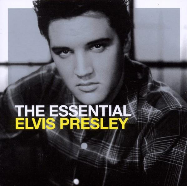 Elvis Presley Albumcover. Bild von Elvis in kariertem Hemd. Text: The Essential Elvis Presley.