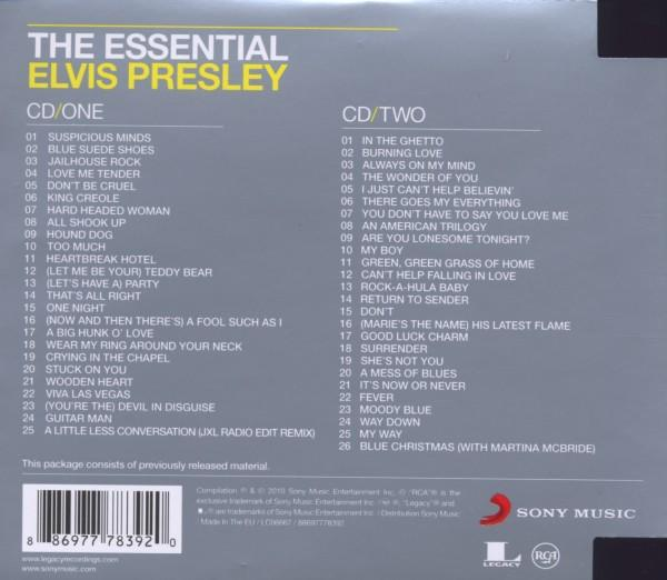CD-Cover mit Titellisten für Elvis Presley. Weißer Hintergrund.