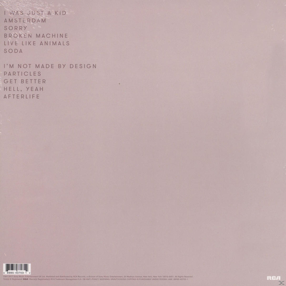 Album borító a számlistával: I Was Just A Kid, Amsterdam, Sorry és több.