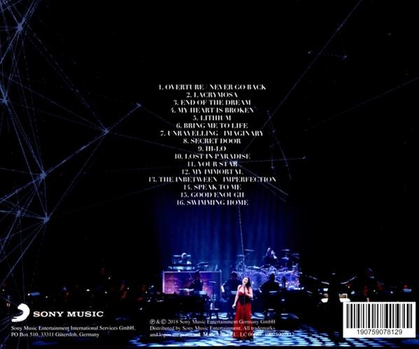 CD hátlap dalszövegekkel. Zenekar a színpadon. Sony Music logó. Fekete háttér vonalakkal.