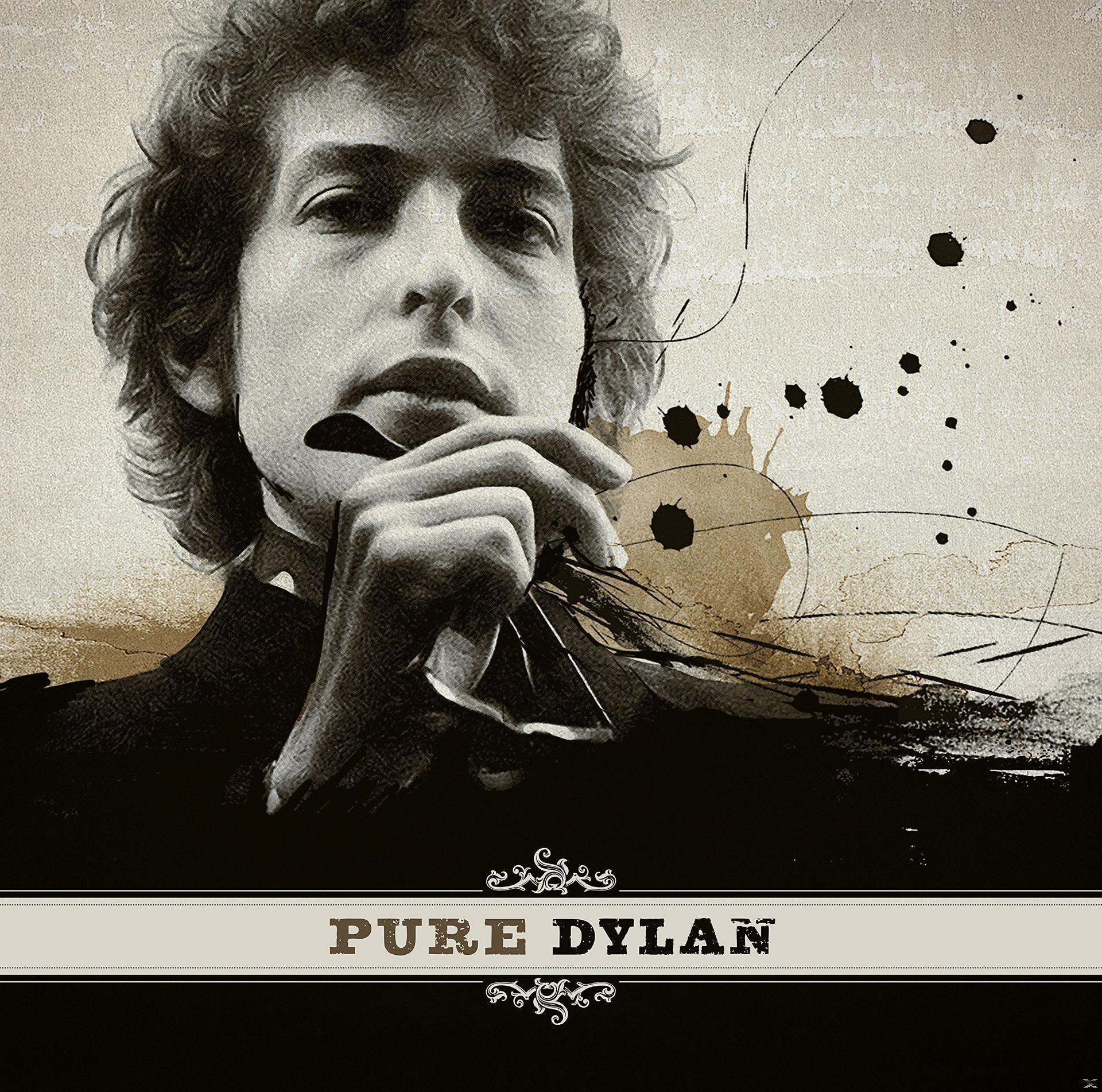 Album borító, Bob Dylan, Pure Dylan. Dylan arca, kanalat tart. Szépia tónus.