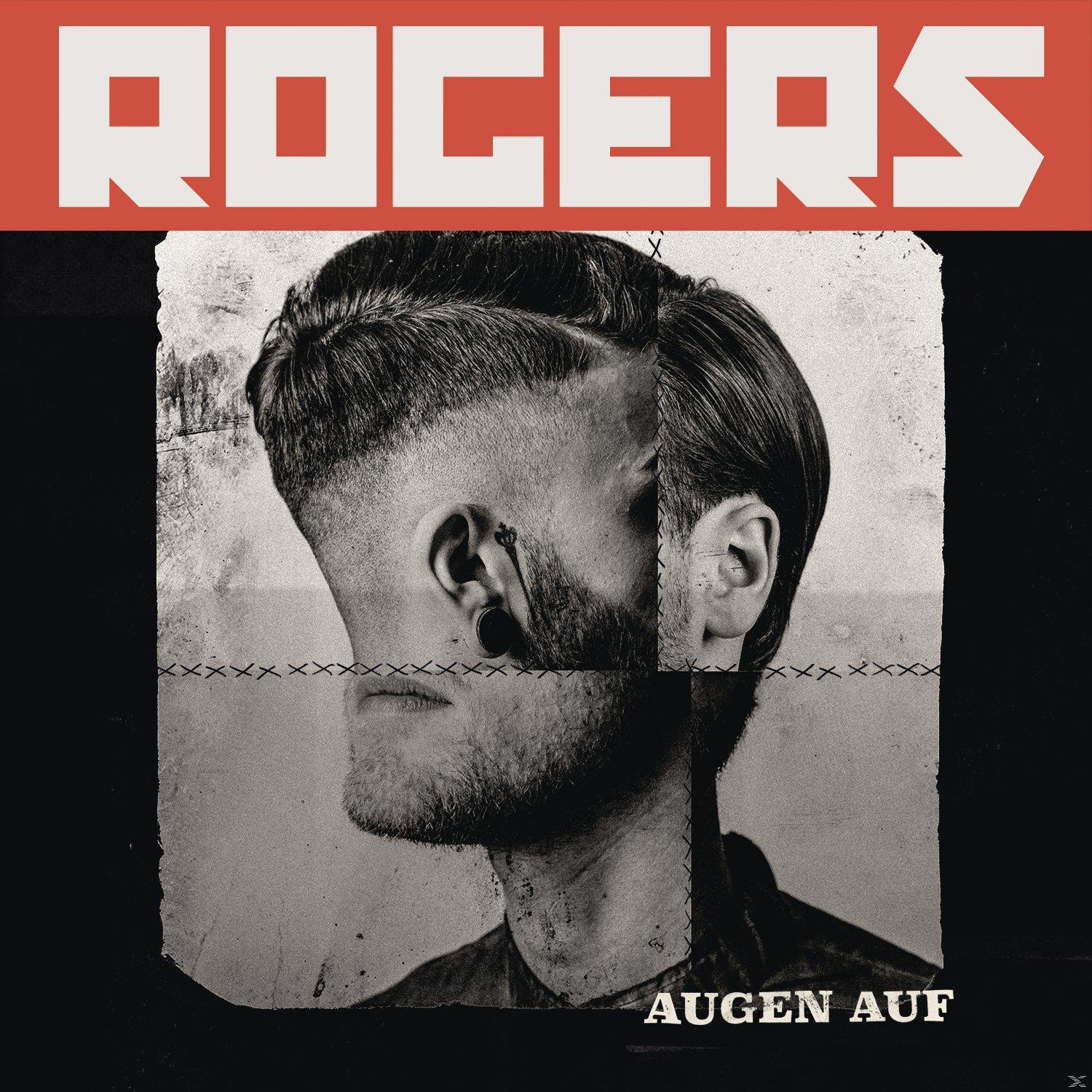 Albumcover. Mann mit geschnittenem Gesicht. Titel: 'Augen Auf'.