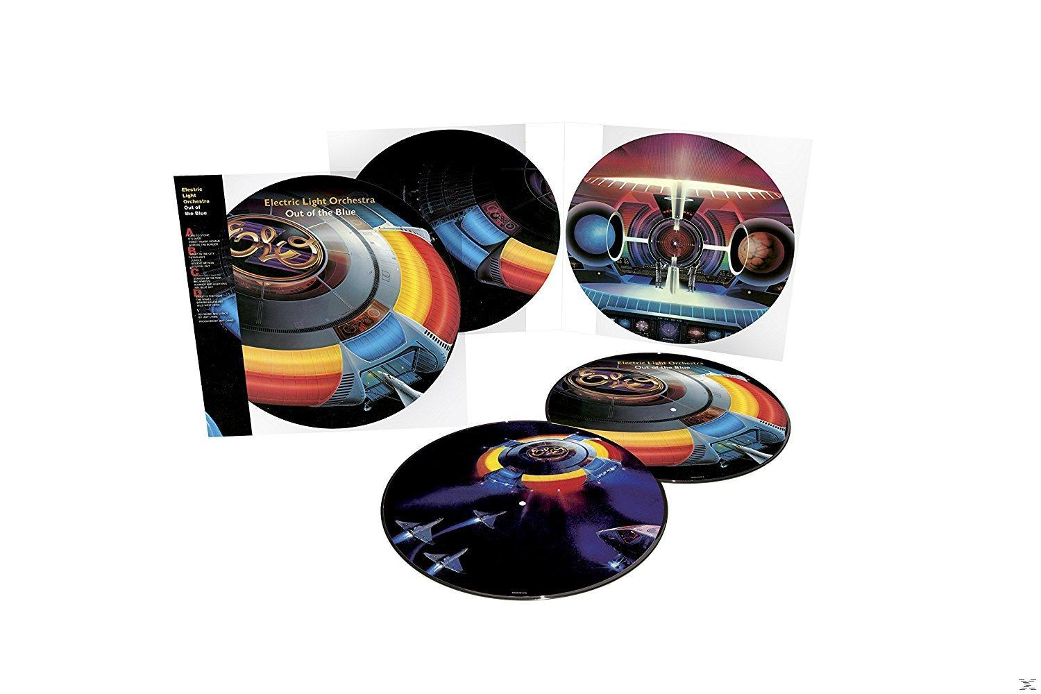 Albumművészet, több kör alakú dizájn űrtémájú grafikákkal és album részletekkel.