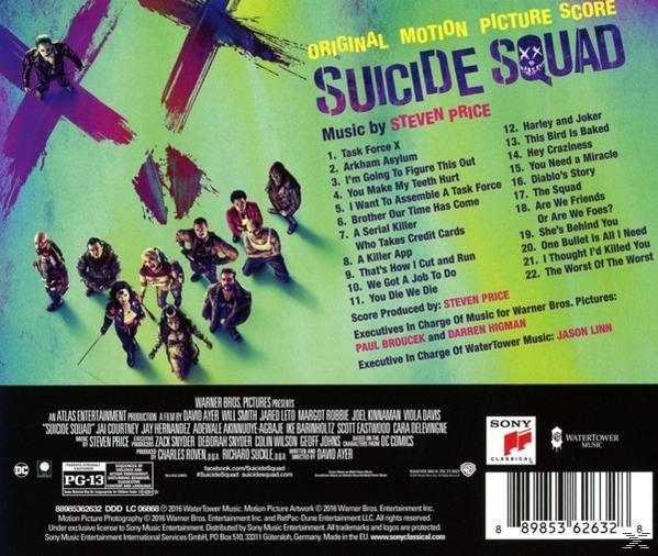 CD-Cover mit einer Gruppe von Leuten mit Waffen, Text und Barcode.