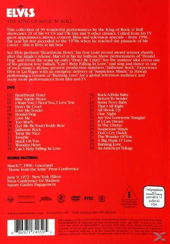 Piros DVD tok szöveggel Elvis Presley karrierjéről és egy dal listával.