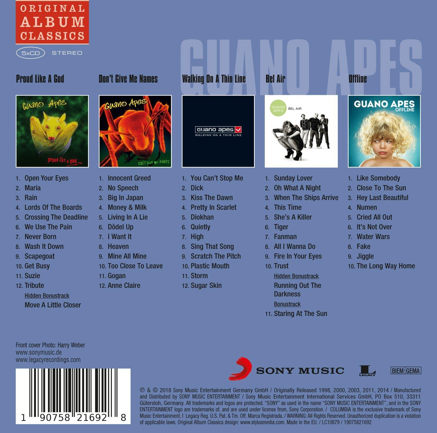 Album borító, több album borítóval és a Guano Apes logóval.