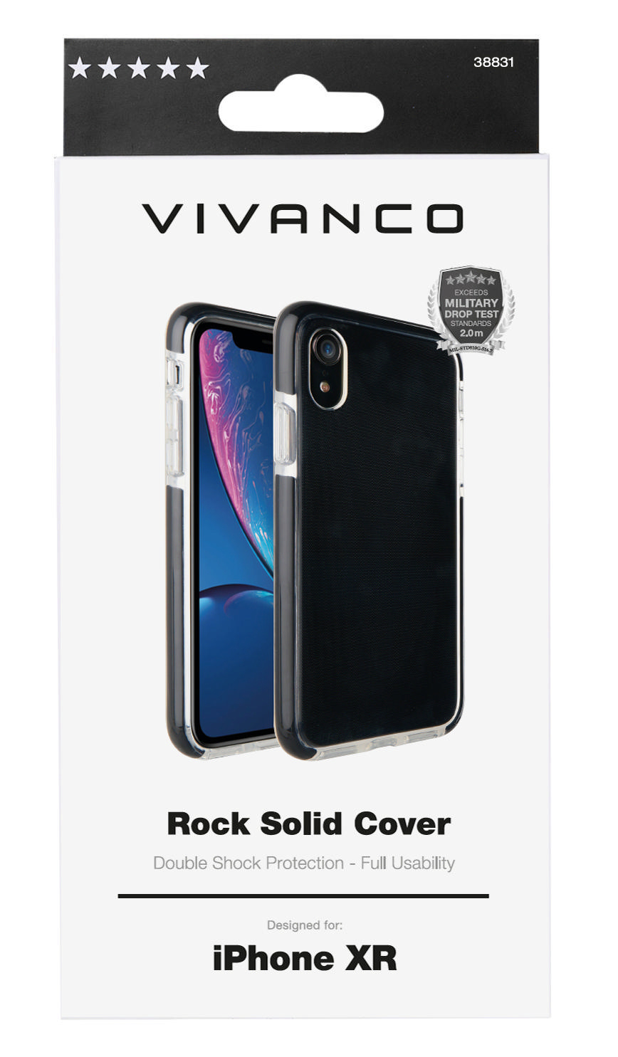 VIVANCO Rock Solid, Backcover, Apple, iPhone schwarzem Transparent Rahmen XR, mit