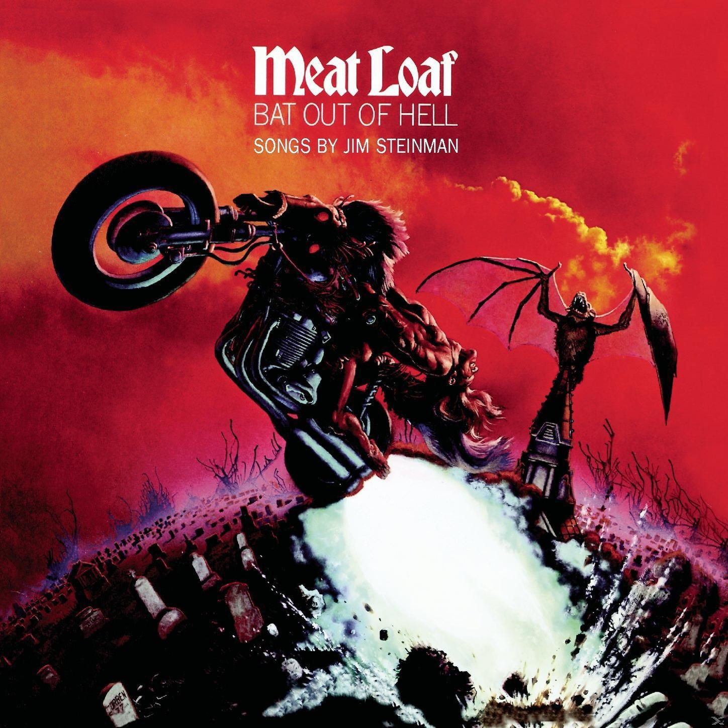 Albumcover: Ein Motorrad mit fledermausartigem Dämon auf rotem Hintergrund.