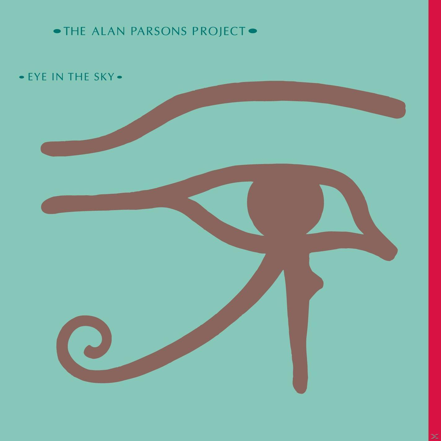Albumcover: Augensymbol auf türkisfarbenem Hintergrund. Text: The Alan Parsons Project, Eye in the Sky.
