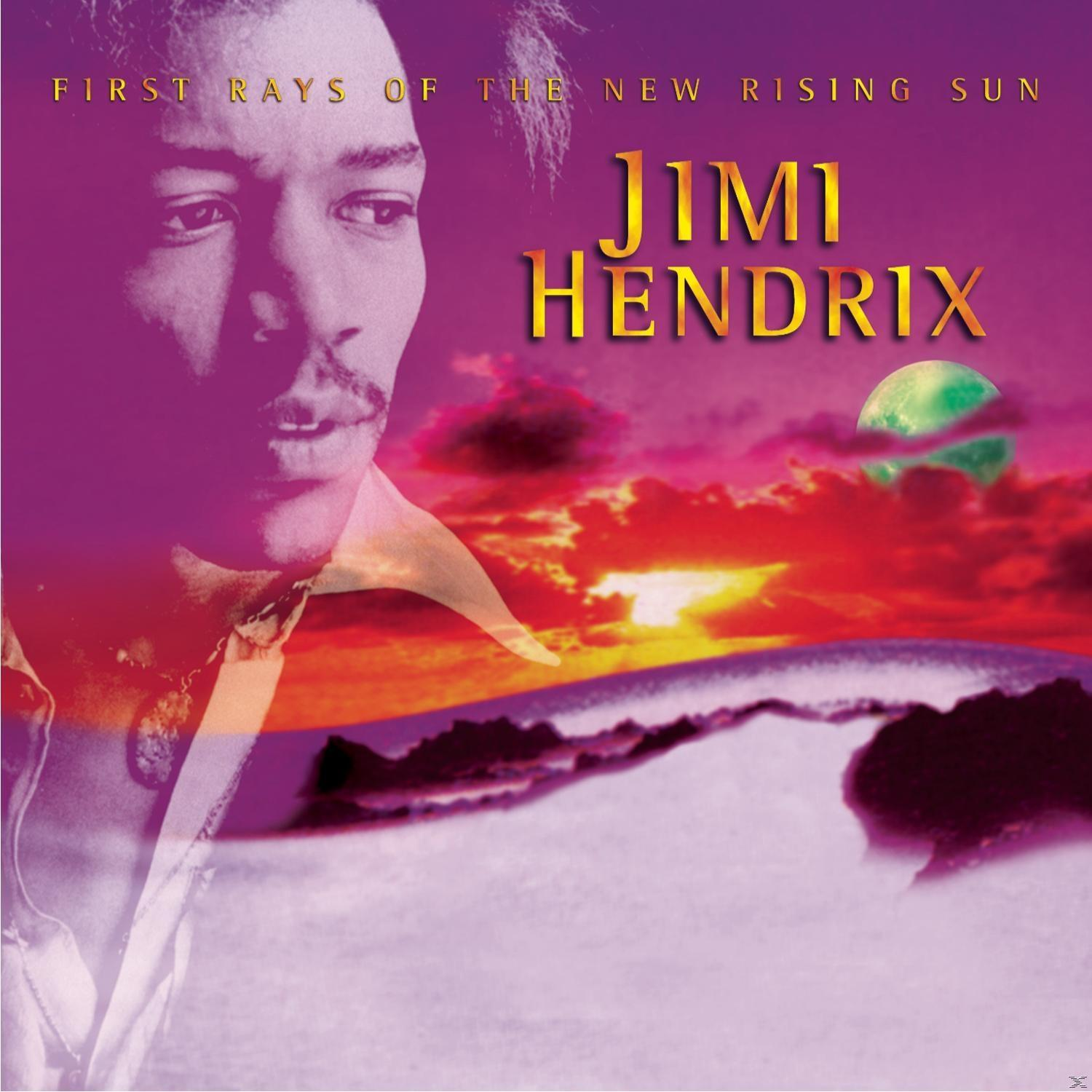 Jimi Hendrix Albumcover. Gesicht mit Sonnenuntergang Hintergrund.