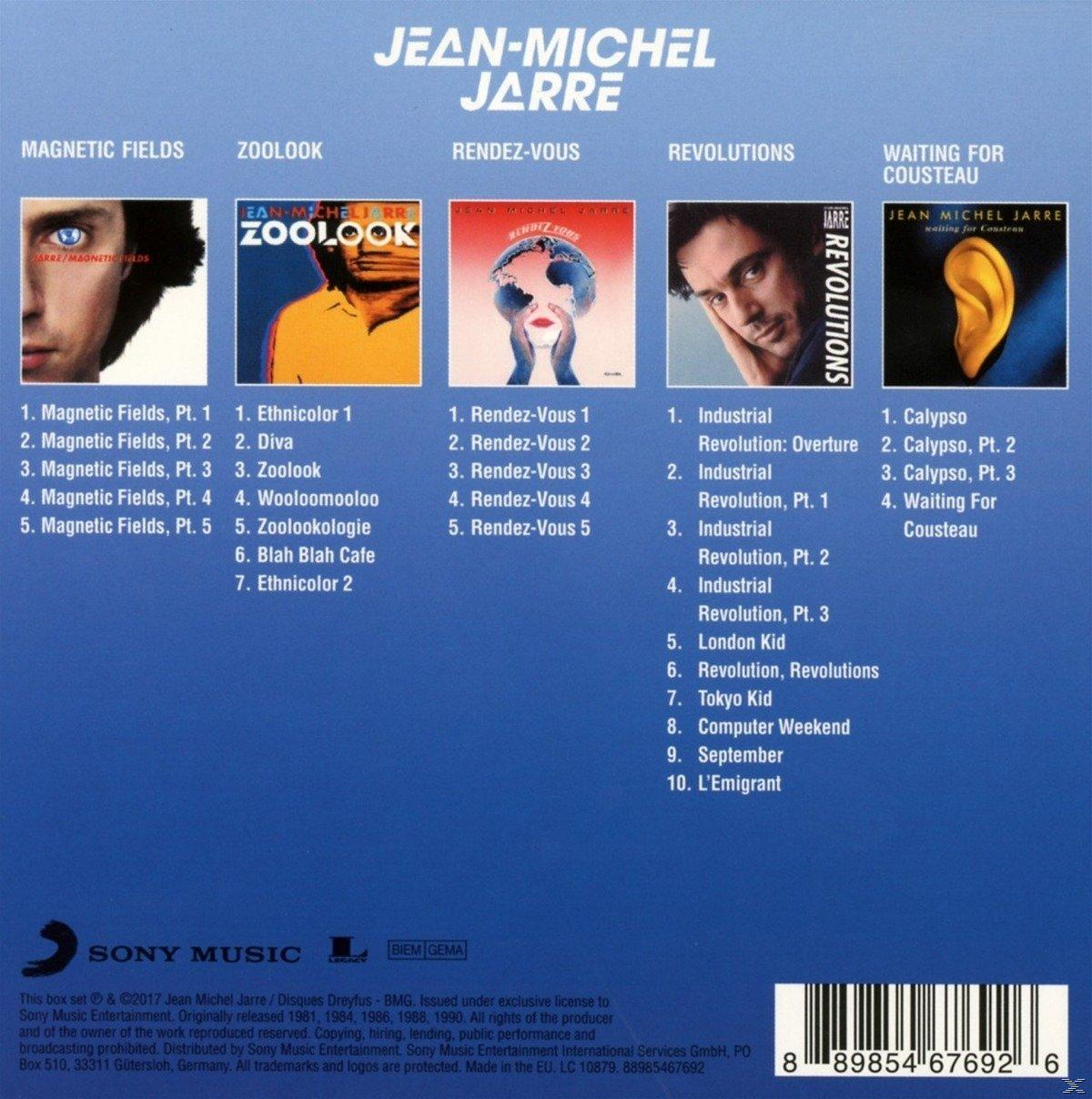 CD-Box-Set mit Albumcovern von Jean-Michel Jarres Musik.