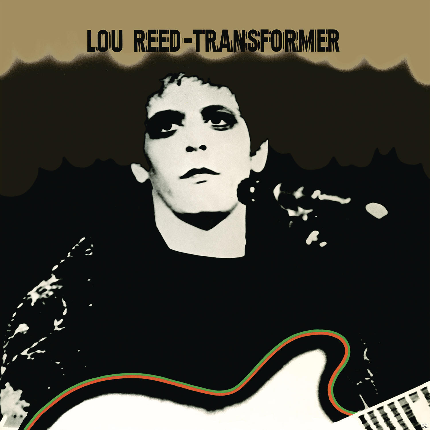 Pochette d'album : Lou Reed, image en noir et blanc de Lou jouant de la guitare, titre en haut.