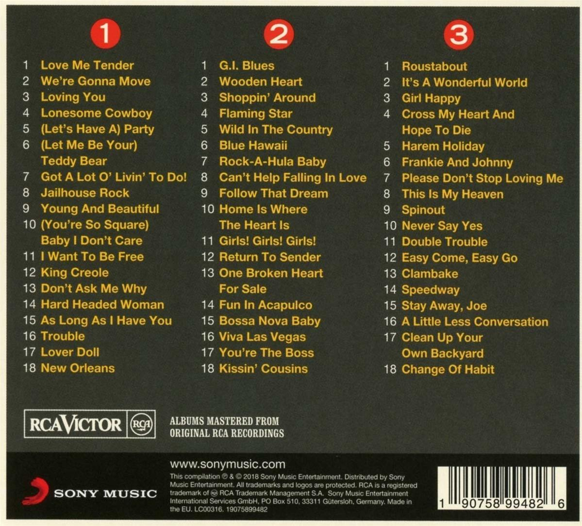 Een compilatiealbumhoes met tracklists in drie kolommen.