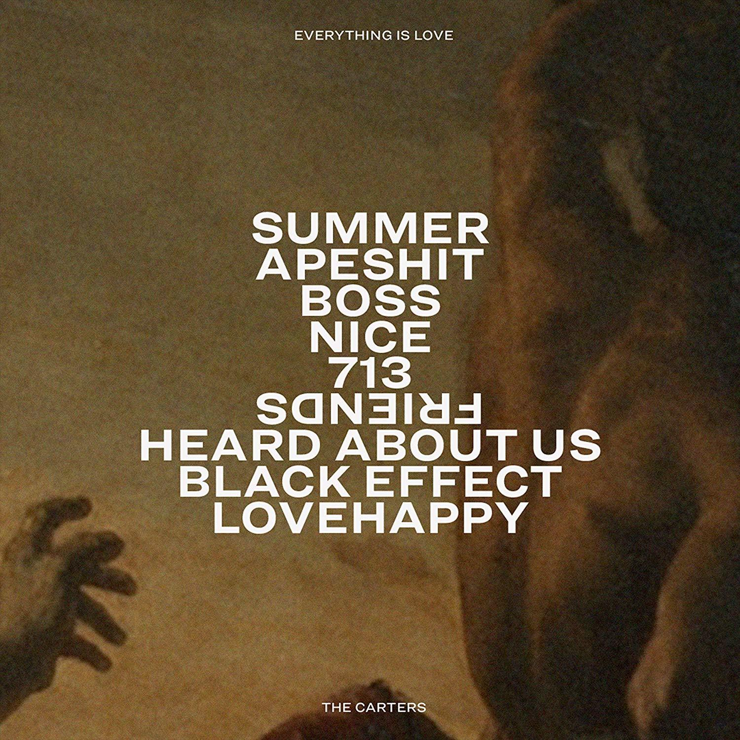 Albumhoes met tekst en een abstracte afbeelding. Het kleurenpalet is warm en aards.