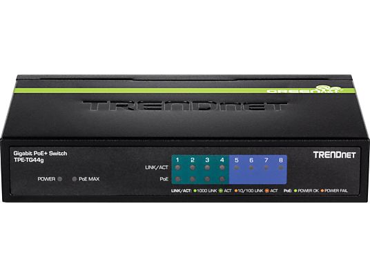 TRENDNET TPE-TG44g Gigabit PoE+ GREENnet à 8 ports - Switch (Noir)