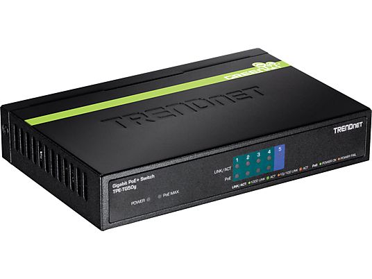 TRENDNET TPE-TG50G PoE+ Gigabit à 5 ports - Switch (Noir/Vert)