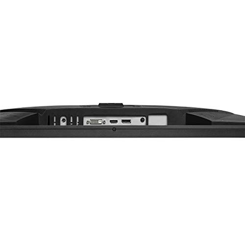 Panel trasero de un monitor de computadora negro con puertos para varias conexiones.