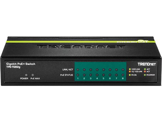 TRENDNET TPE-TG82g PoE+ Gigabit à 8 ports - Switch (Noir/Vert)