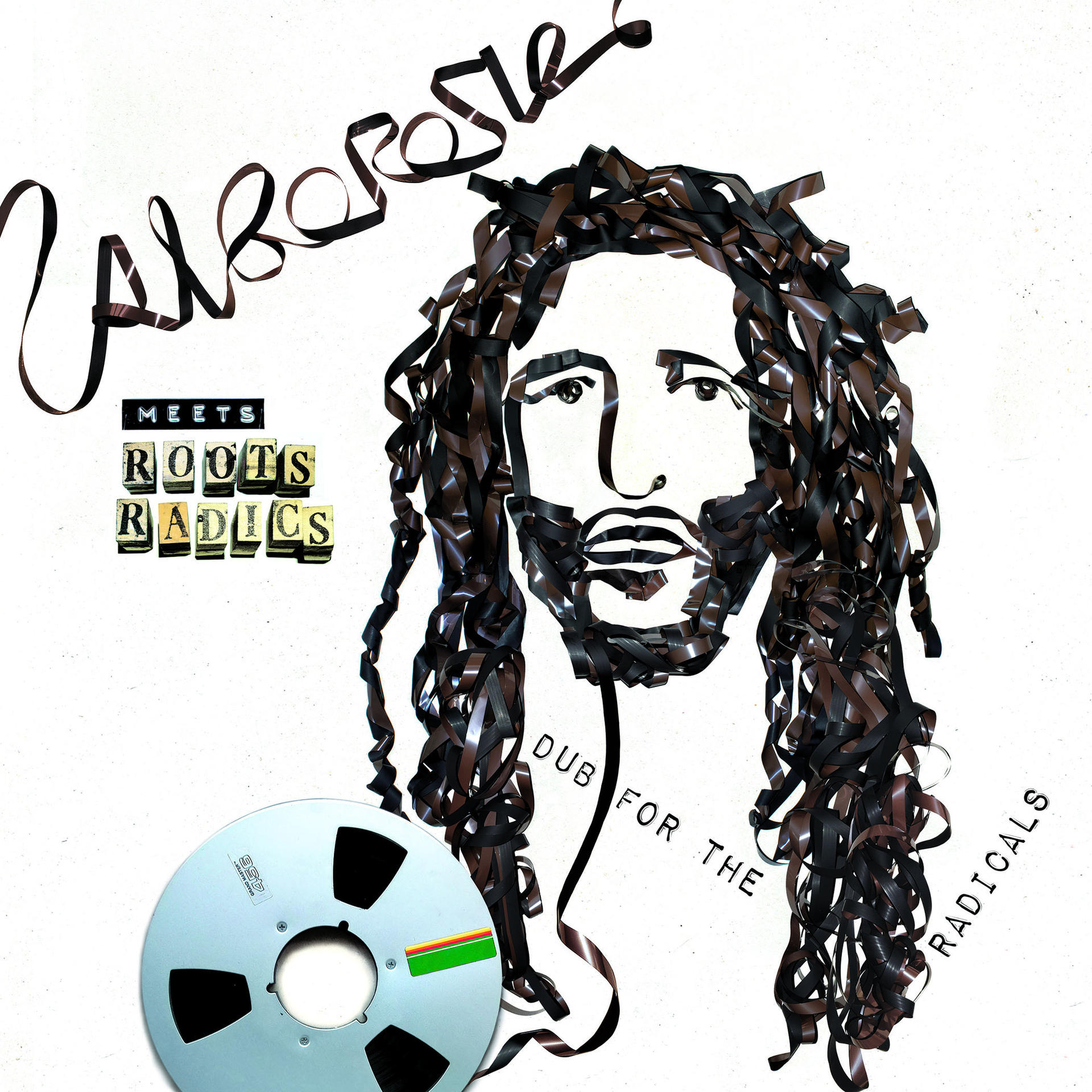 Albumcover: Gesicht aus Tonband gezeichnet, Rolle und Text: 'Zalborster Meets Roots Radics Dub for the Radicals'.