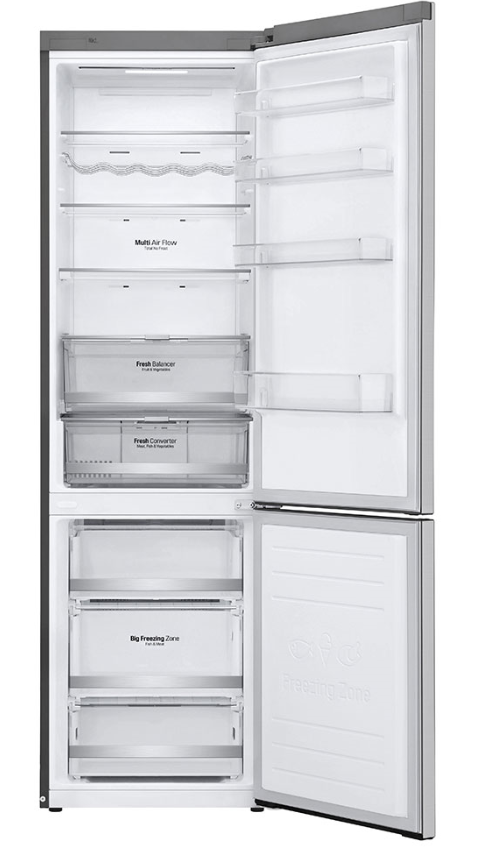 Frigorífico combi - LG GBB72NSDFN, 36 dB, No Frost, 384 l, 2.03 m, Inox