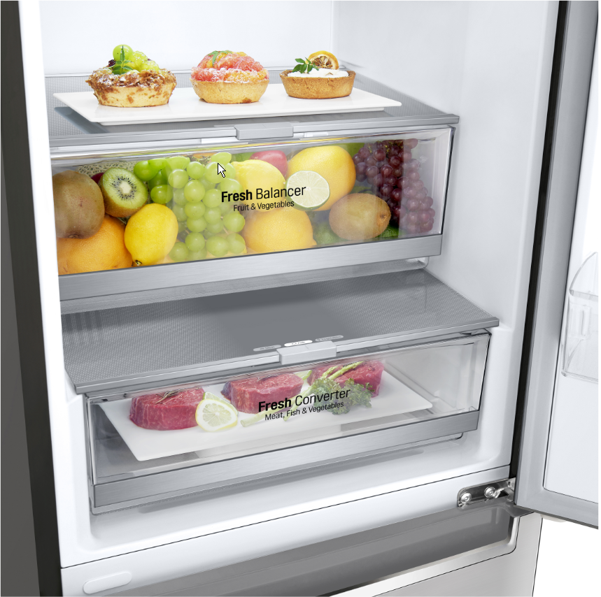 Frigorífico combi - LG GBB72NSDFN, 36 dB, No Frost, 384 l, 2.03 m, Inox