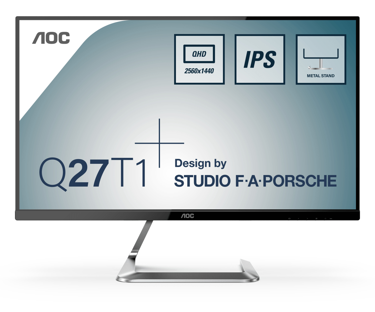 Monitor gaming - AOC Style-line Q27T1, 27", 2560 x 1440, HD LED, Plana, Plata